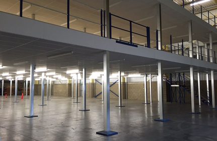 industrial mezzanine floor installation for warehouse in South England