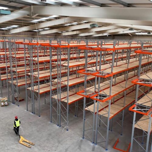 large warehouse with high pallet racking